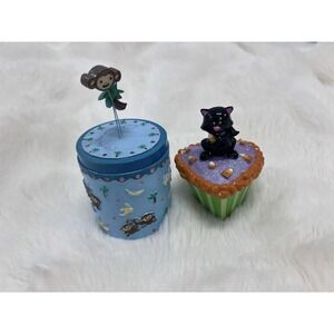 Vintage 2004 Claire's Monkey Friends Cat Heart Halloween Lot Trinket Box #11